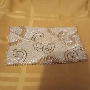 Vintage La Regale New York Pearl & Sequins Clutch Purse